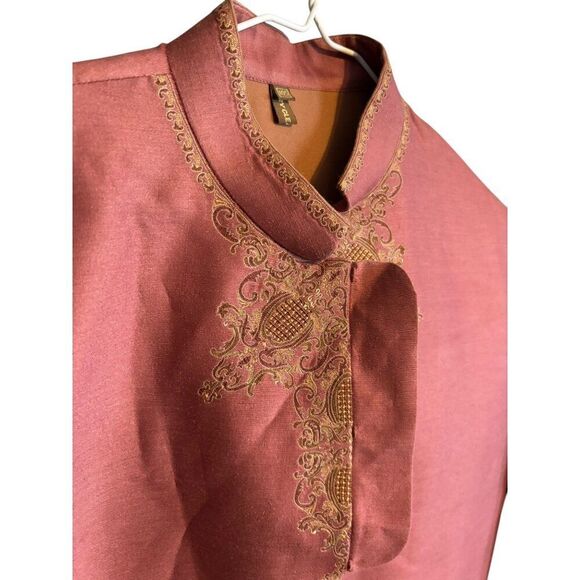 Rod Mens Embroidered Sherwani Long L Coat 105 Size Rose Pink Formal Attire Dry C - Picture 2 of 11
